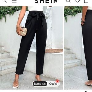 High Waisted Black Belted Pants